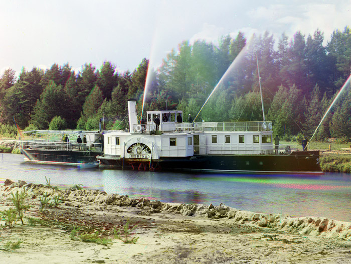 Steamer <i>Sheksna</i> at Mariinsky waterway, 1909